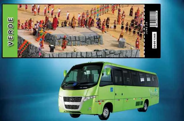 Billet Inti Raymi 2026. Section verte + bus touristique