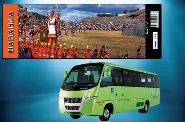 Billet Inti Raymi 2026. Section orange + bus touristique