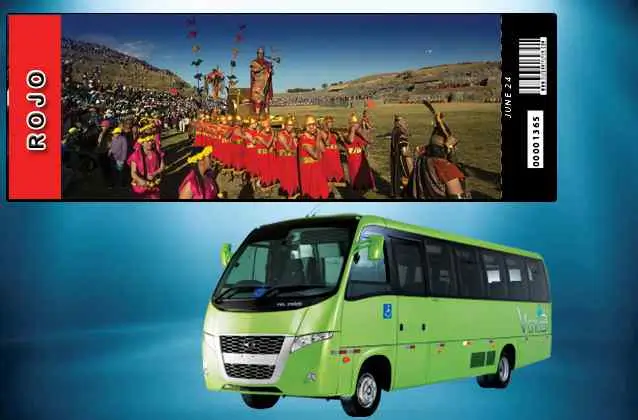 Billet Inti Raymi 2026. Tronçon rouge + bus touristique